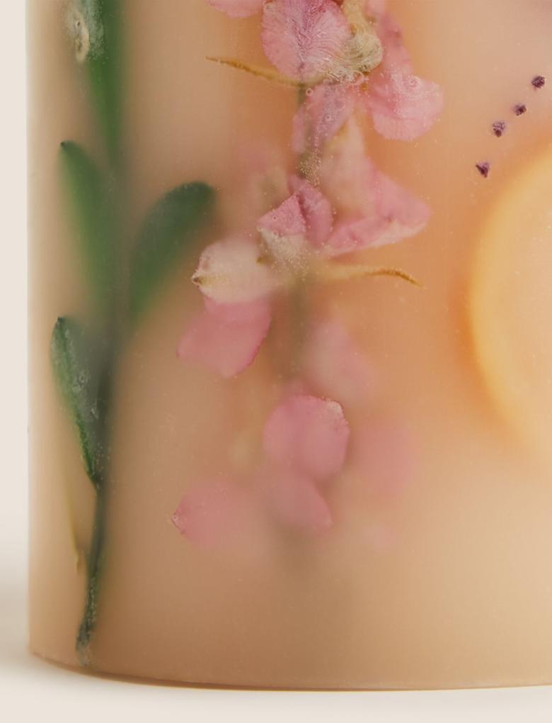 Ev Krem Çiçek Detaylı Dekoratif Bardak Mum