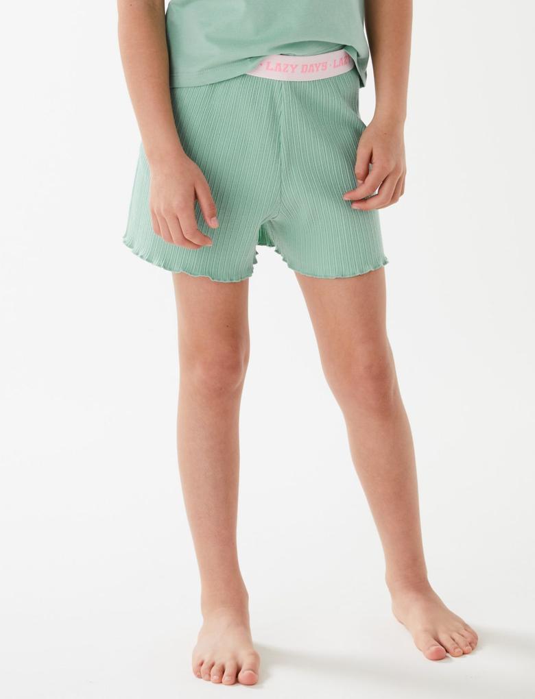 Çocuk Yeşil Slogan Desenli Pijama Altı (6-16 Yaş)