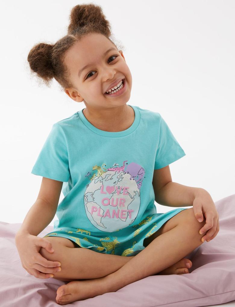 Çocuk Pembe Saf Pamuklu 2'li Pijama Takımı (1-7 Yaş)