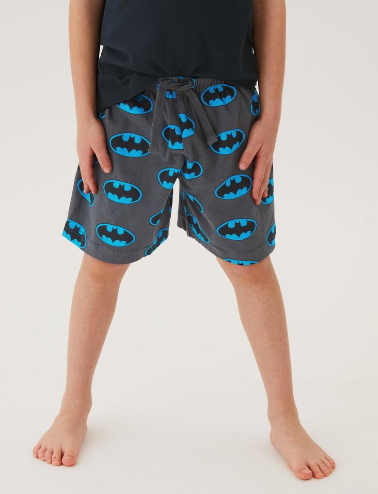 Çocuk Siyah Saf Pamuklu Batman™ Pijama Takımı (3-12 Yaş)