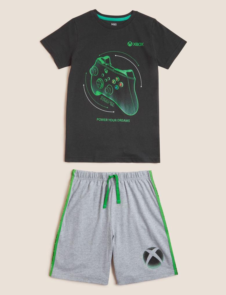 Çocuk Gri Saf Pamuklu Xbox™ Pijama Takımı (6-16 Yaş)