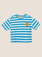 Erkek Çocuk Mavi Çizgi Desenli Havlu T-Shirt (2-7 Yaş)