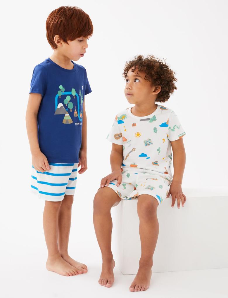 Çocuk Krem Saf Pamuklu 2'li Pijama Takımı (1-7 Yaş)