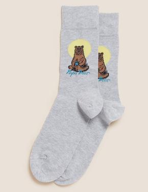 Erkek Gri Slogan Desenli Çorap