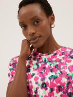 Kadın Pembe Kısa Kollu Midi Örme Elbise