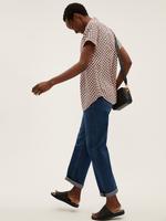 Kadın Pembe Geometrik Desenli Kısa Kollu Popover Bluz