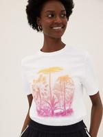 Kadın Pembe Saf Pamuklu Yuvarlak Yaka T-Shirt