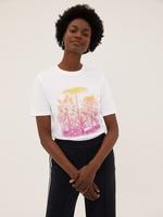 Kadın Pembe Saf Pamuklu Yuvarlak Yaka T-Shirt