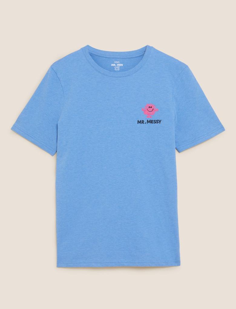 Erkek Mavi Saf Pamuklu Mr. Men™ T-Shirt