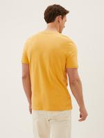 Erkek Sarı Saf Pamuklu Kısa Kollu T-Shirt