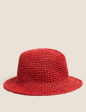 Kadın Kırmızı Örme Bucket Şapka