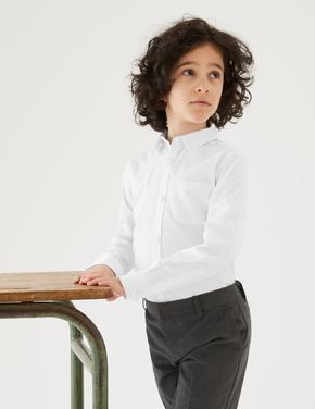 Çocuk Beyaz 2'li Slim Fit Uzun Kollu Okul Gömleği (2-18 Yaş)