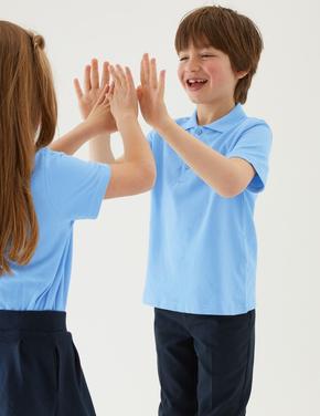 Çocuk Mavi Saf Pamuklu 3'lü Polo Yaka T-Shirt (2-16 Yaş)