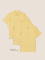 Çocuk Sarı Saf Pamuklu 3'lü Polo Yaka T-Shirt (2-16 Yaş)