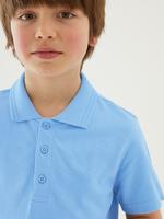 Çocuk Mavi Saf Pamuklu 3'lü Polo Yaka T-Shirt (2-16 Yaş)