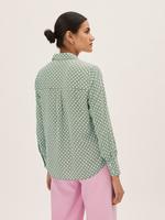 Kadın Yeşil Geometrik Desenli Uzun Kollu Gömlek