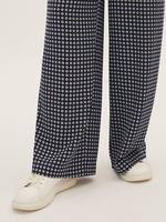 Kadın Lacivert Geometrik Desenli Wide Leg Pantolon