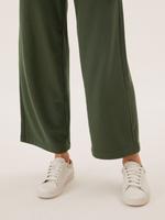 Kadın Yeşil Wide Leg Örme Jogger Pantolon