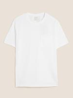 Erkek Beyaz Saf Pamuklu Kısa Kollu T-Shirt