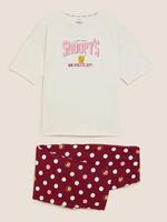 Kadın Bej Saf Pamuklu Snoopy™ Pijama Takımı