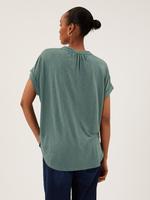 Kadın Yeşil Kısa Kollu Örme Popover Bluz