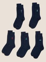 Erkek Lacivert 5'li Cool & Fresh™ İşleme Detaylı Çorap Seti