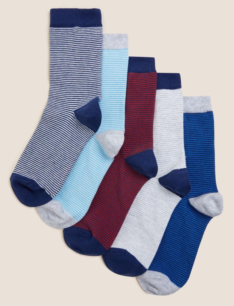 Çocuk Multi Renk 5'li Çizgili Çorap