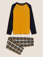 Erkek Sarı Uzun Kollu Pamuklu Pijama Takımı