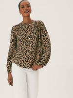 Kadın Kahverengi Regular Fit Desenli Bluz