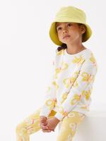 Kız Çocuk Beyaz Kelebek Desenli Yuvarlak Yaka Sweatshirt (2-7 Yaş)
