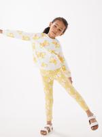 Kız Çocuk Beyaz Kelebek Desenli Yuvarlak Yaka Sweatshirt (2-7 Yaş)