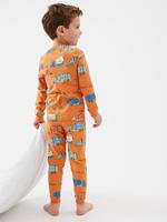 Çocuk Turuncu Kamyon Desenli Uzun Kollu Pijama Takımı (1-7 Yaş)