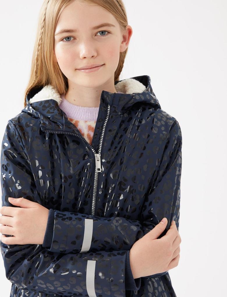 Kız Çocuk Lacivert Stormwear™ Kapüşonlu Balıkçı Mont (6-16 Yaş)