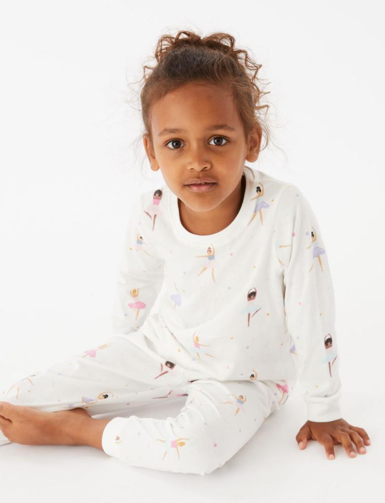 Çocuk Mor Saf Pamuklu 2'li Pijama Takımı (1-7 Yaş)
