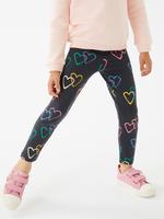 Kız Çocuk Gri Kalp Desenli Legging Tayt (2-7 Yaş)