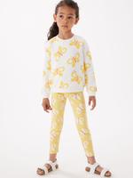 Kız Çocuk Sarı Kelebek Desenli Legging Tayt (2-7 Yaş)