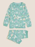 Çocuk Yeşil Unicorn Desenli Uzun Kollu Pijama Takımı (1-7 Yaş)