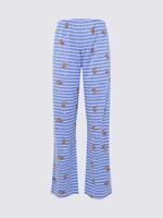 Kadın Mavi Saf Pamuklu Kısa Kollu Pijama Takımı
