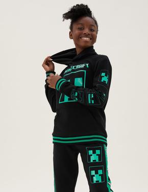Erkek Çocuk Siyah Minecraft™ Kapüşonlu Sweatshirt