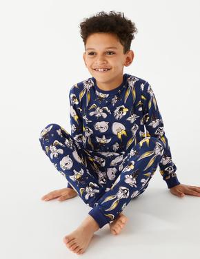 Çocuk Lacivert Looney Tunes™ Uzun Kollu Pijama Takımı (6-16 Yaş)