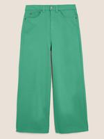 Kadın Yeşil Wide Leg Crop Jean Pantolon