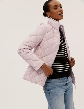 Pembe Feather&Down Kapitone Puffer Şişme Mont Marks And Spencer