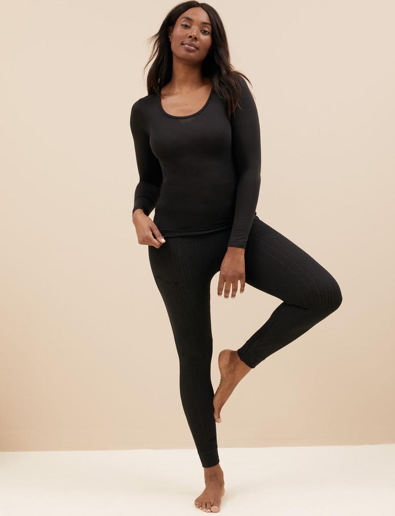 Kadın Siyah 2'li Heatgen™ Uzun Kollu Termal Atlet Seti