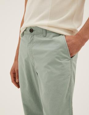 Erkek Yeşil Regular Fit Pamuklu Chino Pantolon