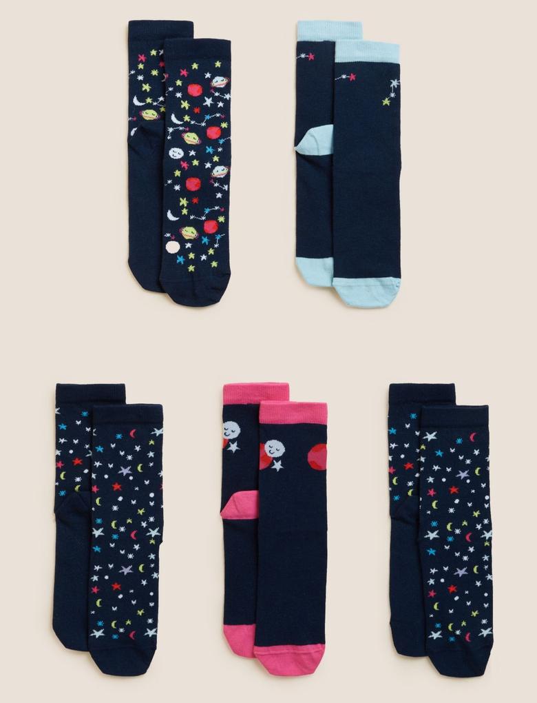 Multi Renk 5'li Galaksi Temalı Çorap