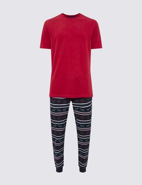 Kırmızı Saf Pamuklu Kısa Kollu Pijama Takımı Marks And Spencer