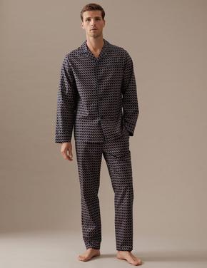Lacivert Geometrik Desenli Pijama Altı