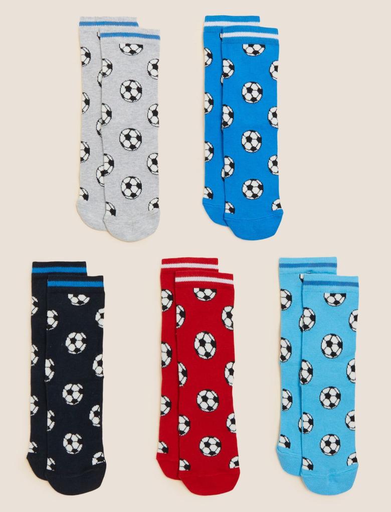 Multi Renk 5'li Futbol Temalı Çorap_0
