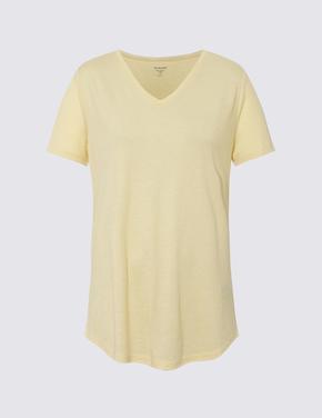 Sarı Relaxed Fit Kısa Kollu T-Shirt